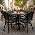 Chaise de jardin bistrot en aluminum et rotin synthétique avec accoudoirs
