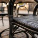 Chaise de jardin bistrot en aluminum et rotin synthétique avec accoudoirs