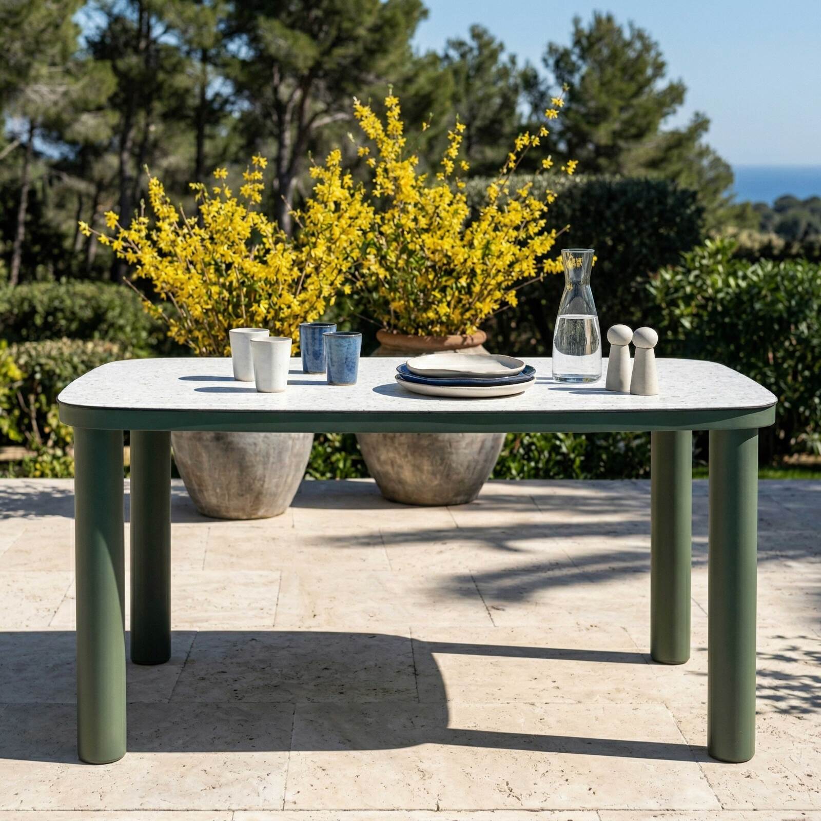 Table de jardin structure en aluminium 6 personnes 150x90 cm