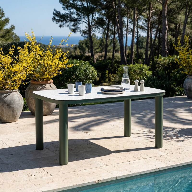 Table de jardin structure en aluminium 6 personnes 150x90 cm