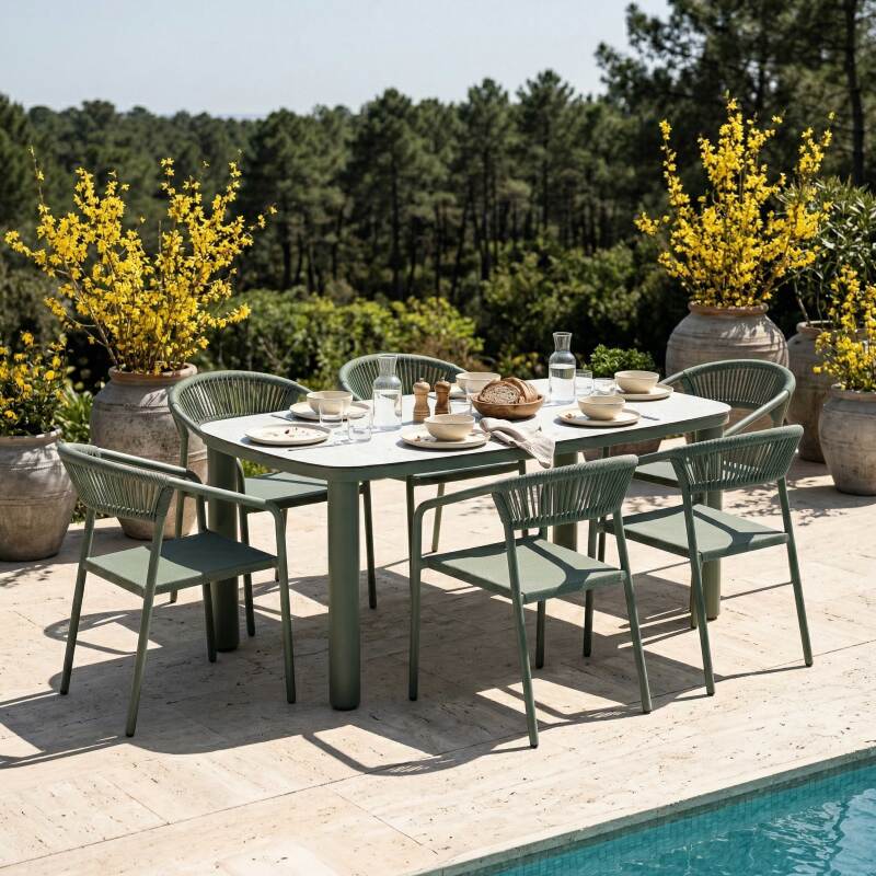 Table de jardin structure en aluminium 6 personnes 150x90 cm (6/7)