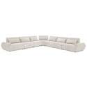 Canapé modulable d'angle 7 places en tissu avec coussins