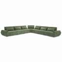 Canapé modulable d'angle 7 places en tissu avec coussins