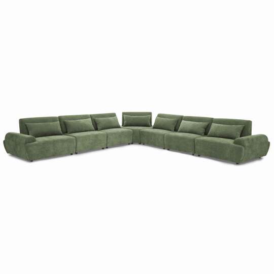 Canapé modulable d'angle 7 places en tissu avec coussins dossier ajustable | Oviala