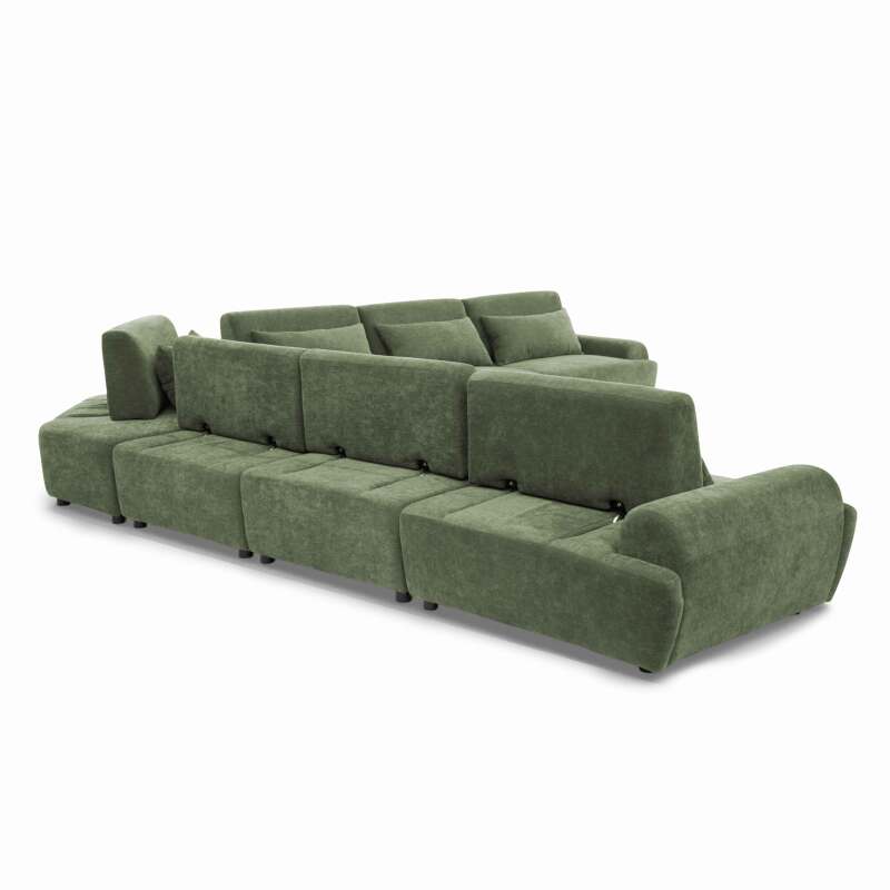 Canapé modulable d'angle 7 places en tissu avec coussins (6/8)