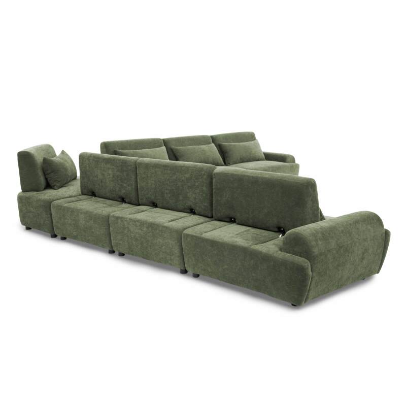 Canapé modulable d'angle 7 places en tissu avec coussins (7/8)