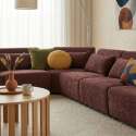 Canapé modulable d'angle 7 places en tissu avec coussins