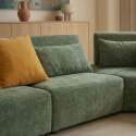 Canapé modulable d'angle 7 places en tissu avec coussins