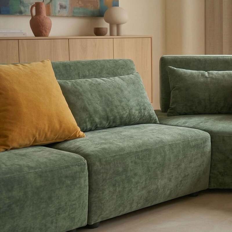 Canapé modulable d'angle 7 places en tissu avec coussins (4/8)