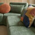 Canapé modulable d'angle 7 places en tissu avec coussins