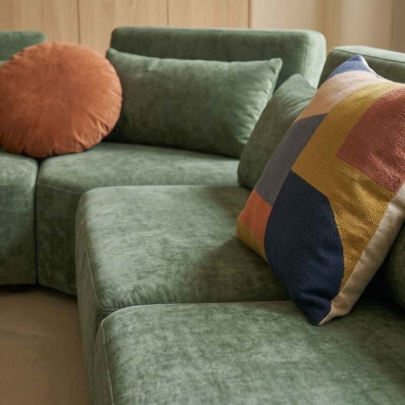 Canapé modulable d'angle 7 places en tissu avec coussins (5/8)