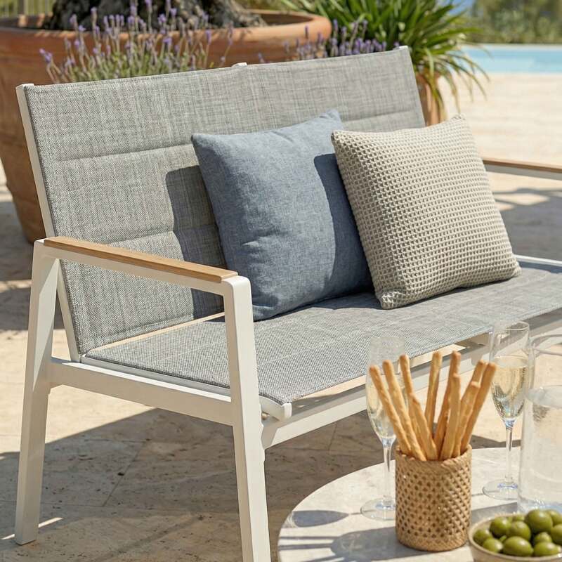 Salon de jardin 4 places en aluminium avec 1 canapé, 2 fauteuils et table basse (3/10)