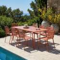 Table de jardin en métal 180x90 cm et 8 chaises avec accoudoirs