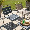 Fauteuils de jardin bas en métal et repose-pieds dépareillés - Lot de 2