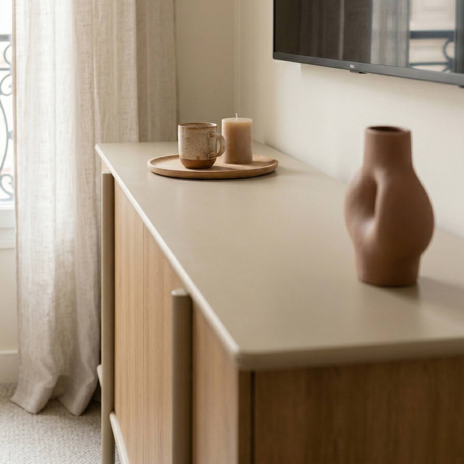 Buffet effet bois 4 portes 180 cm