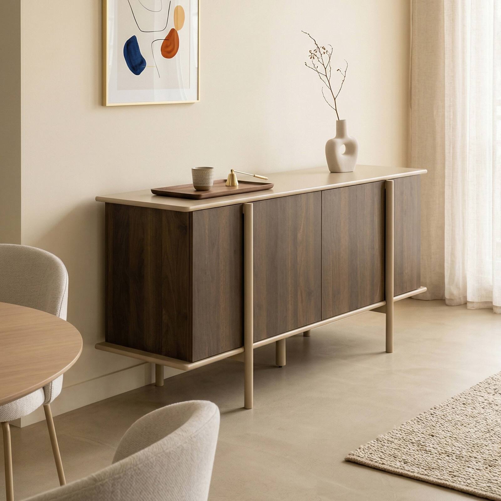 Buffet effet bois 4 portes 180 cm
