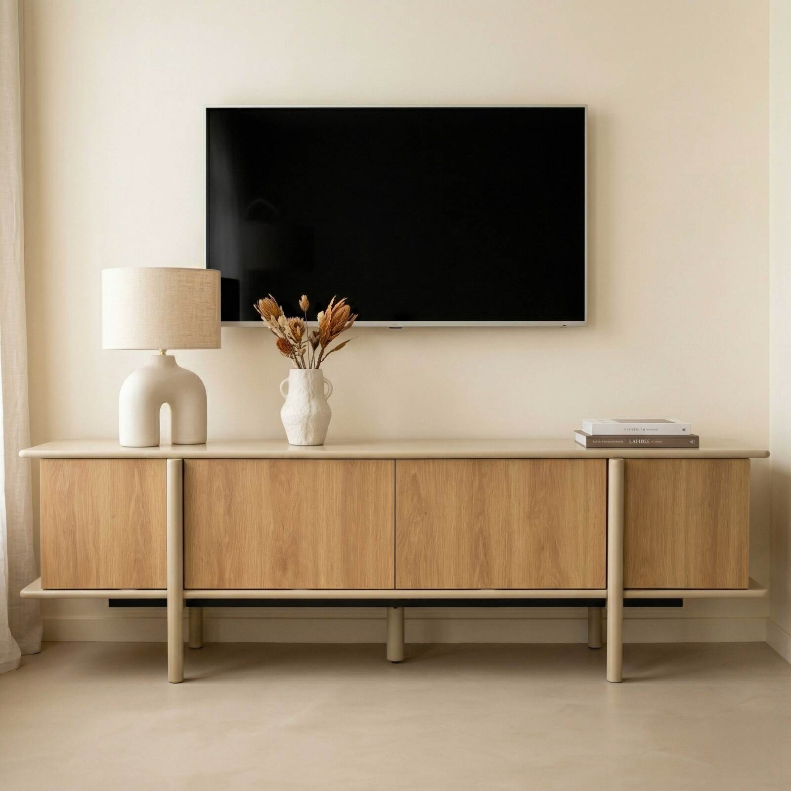 Meuble TV effet bois 180 cm