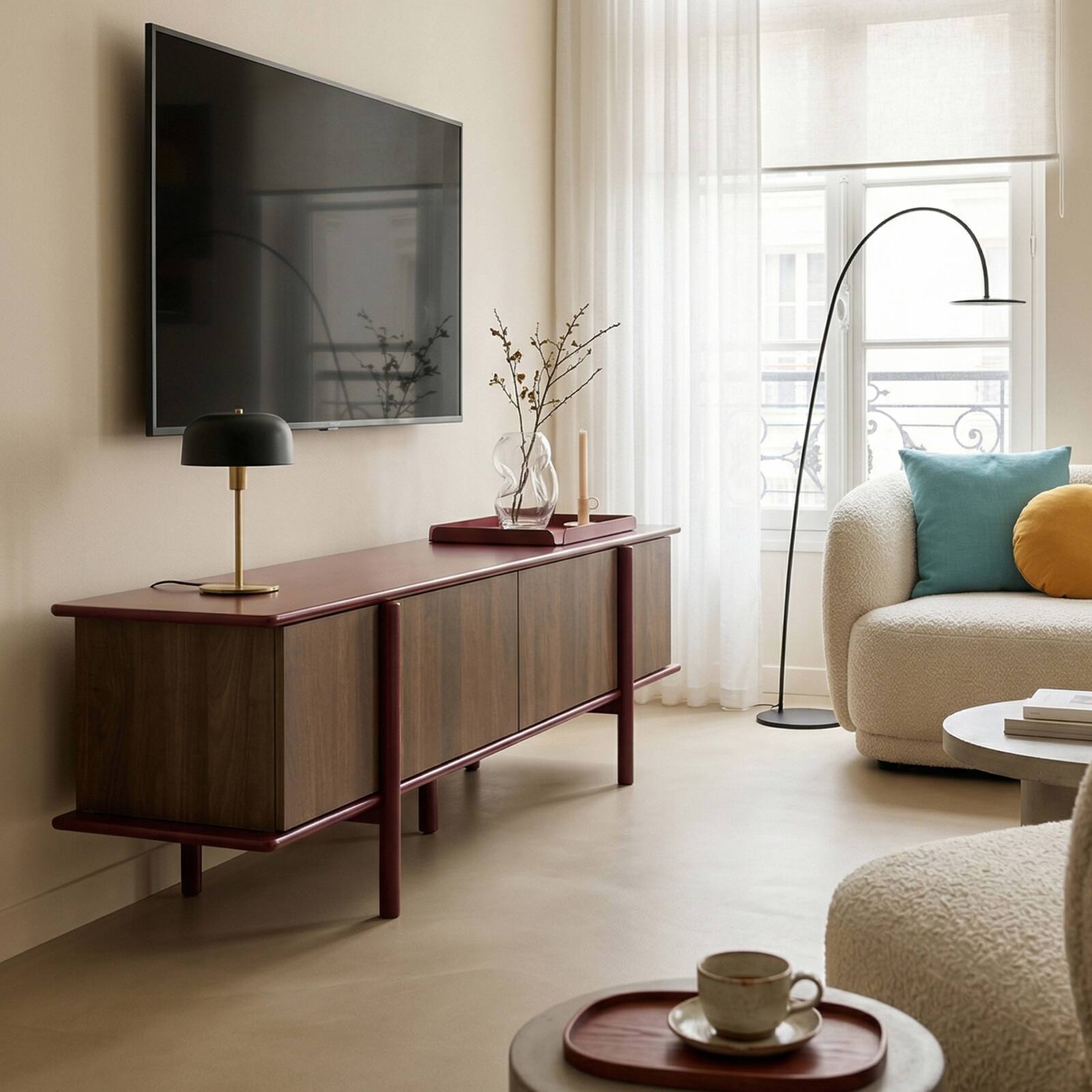 Meuble TV effet bois 180 cm