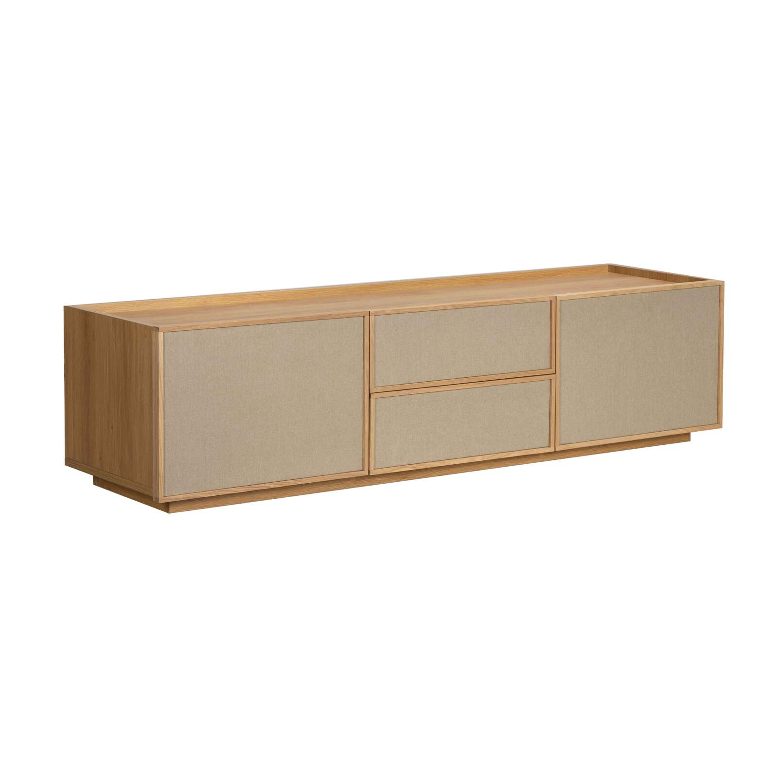 Meuble TV effet bois 150 cm en tissu style scandinave