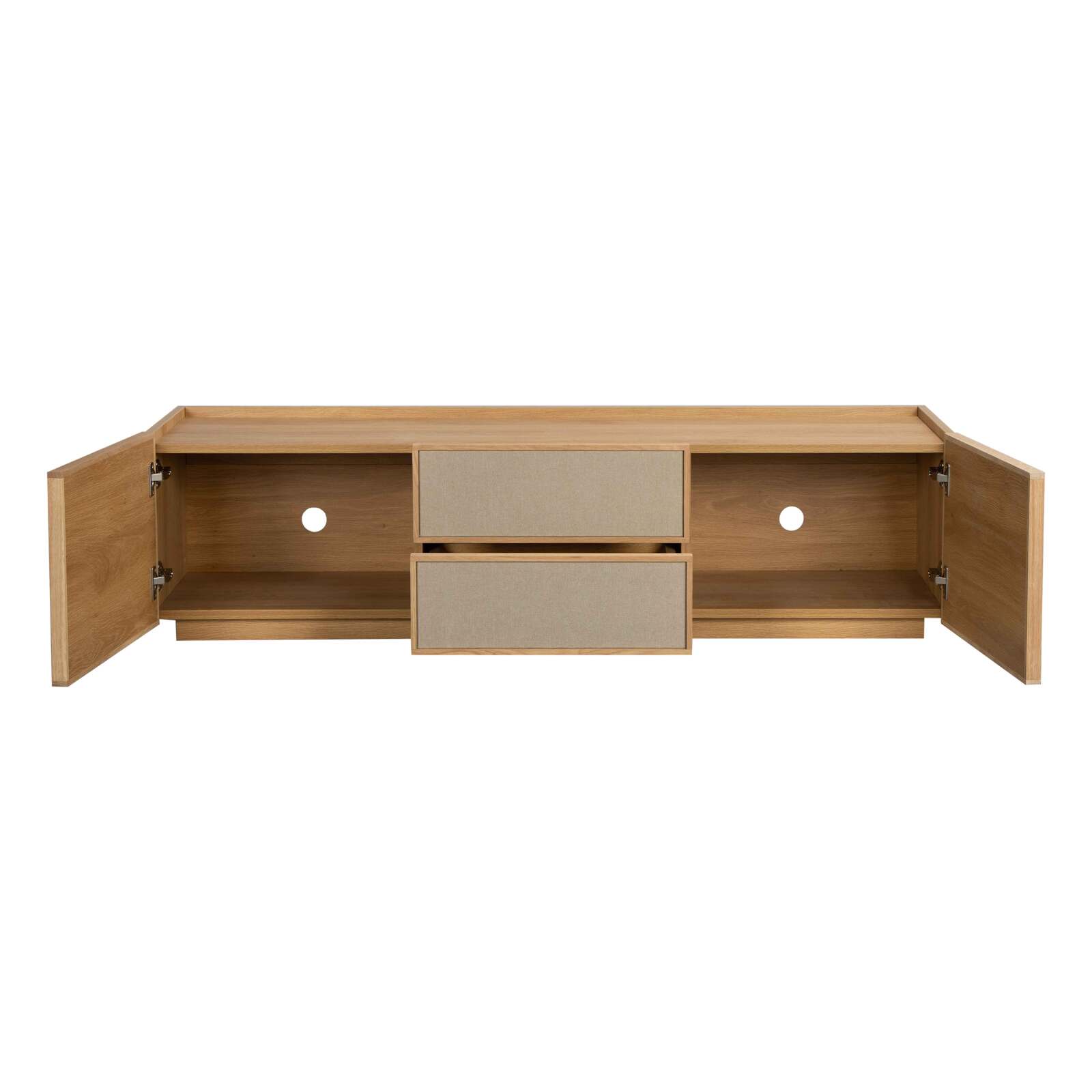 Meuble TV effet bois 150 cm en tissu style scandinave