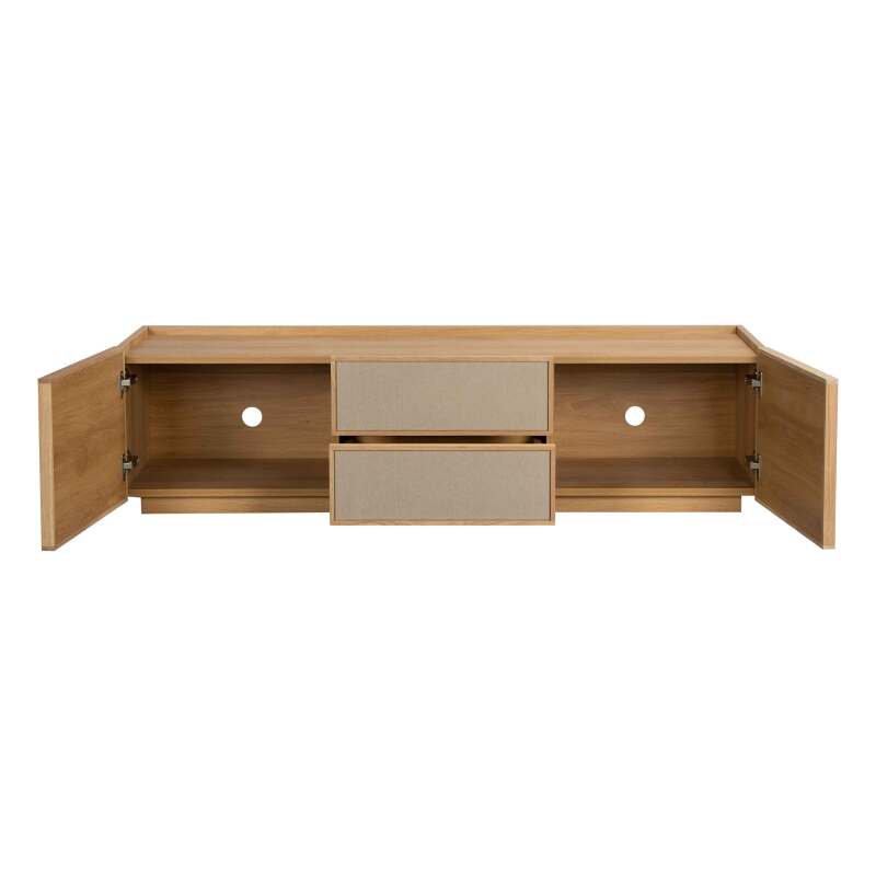 Meuble TV effet bois 150 cm en tissu style scandinave (5/9)