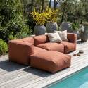 Salon de jardin modulable 4 places avec 1 chauffeuse, 2 fauteuils d'angle et 1 pouf