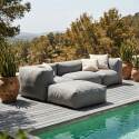 Salon de jardin modulable 4 places avec 1 chauffeuse, 2 fauteuils d'angle et 1 pouf