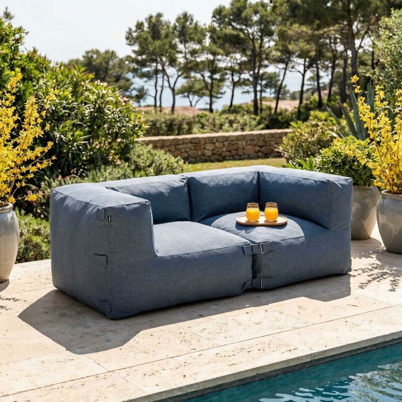Salon de jardin modulable 2 places avec 2 fauteuils d'angle