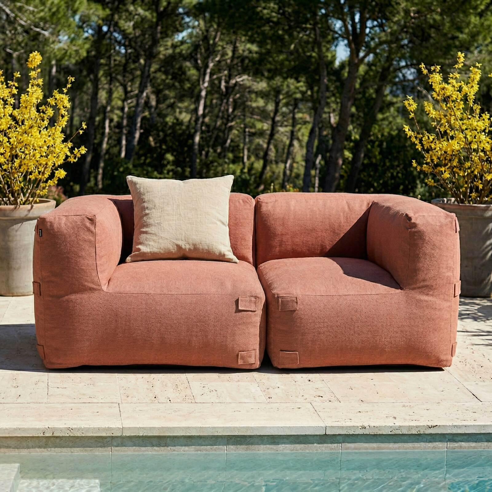 Salon de jardin modulable 2 places avec 2 fauteuils d'angle