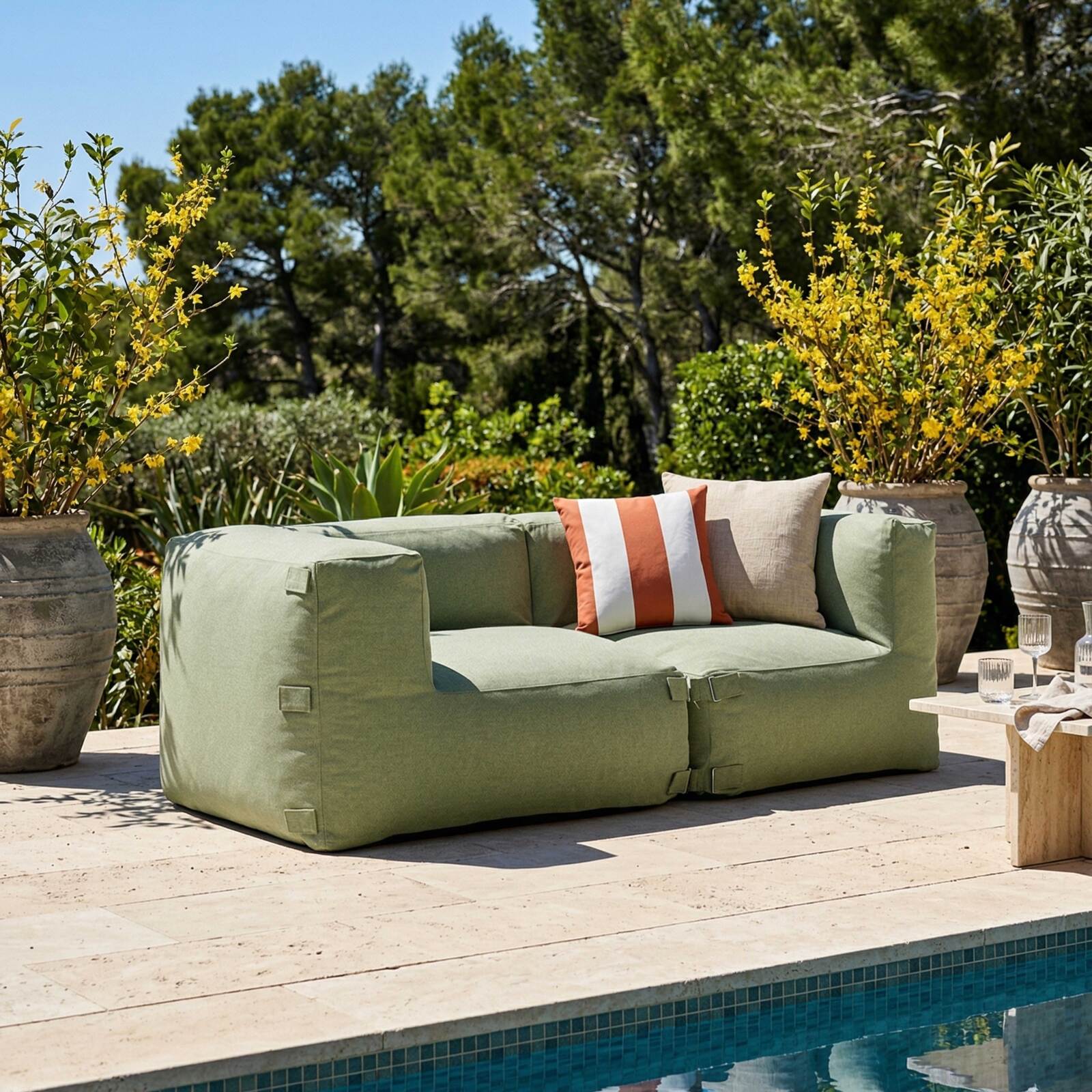 Salon de jardin modulable 2 places avec 2 fauteuils d'angle