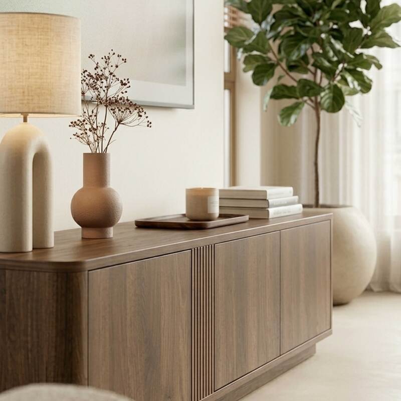 Meuble TV effet bois 150 cm