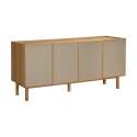 Buffet effet bois et tissu 4 portes 180 cm style scandinave