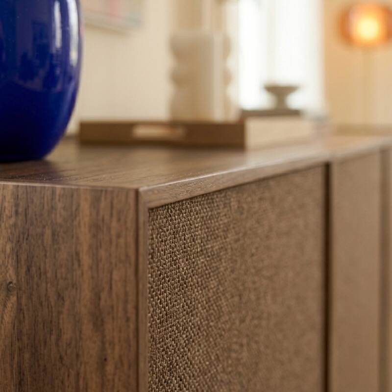 Buffet effet bois et tissu 4 portes 180 cm style scandinave (3/8)