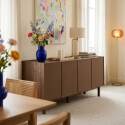 Buffet effet bois et tissu 4 portes 180 cm style scandinave