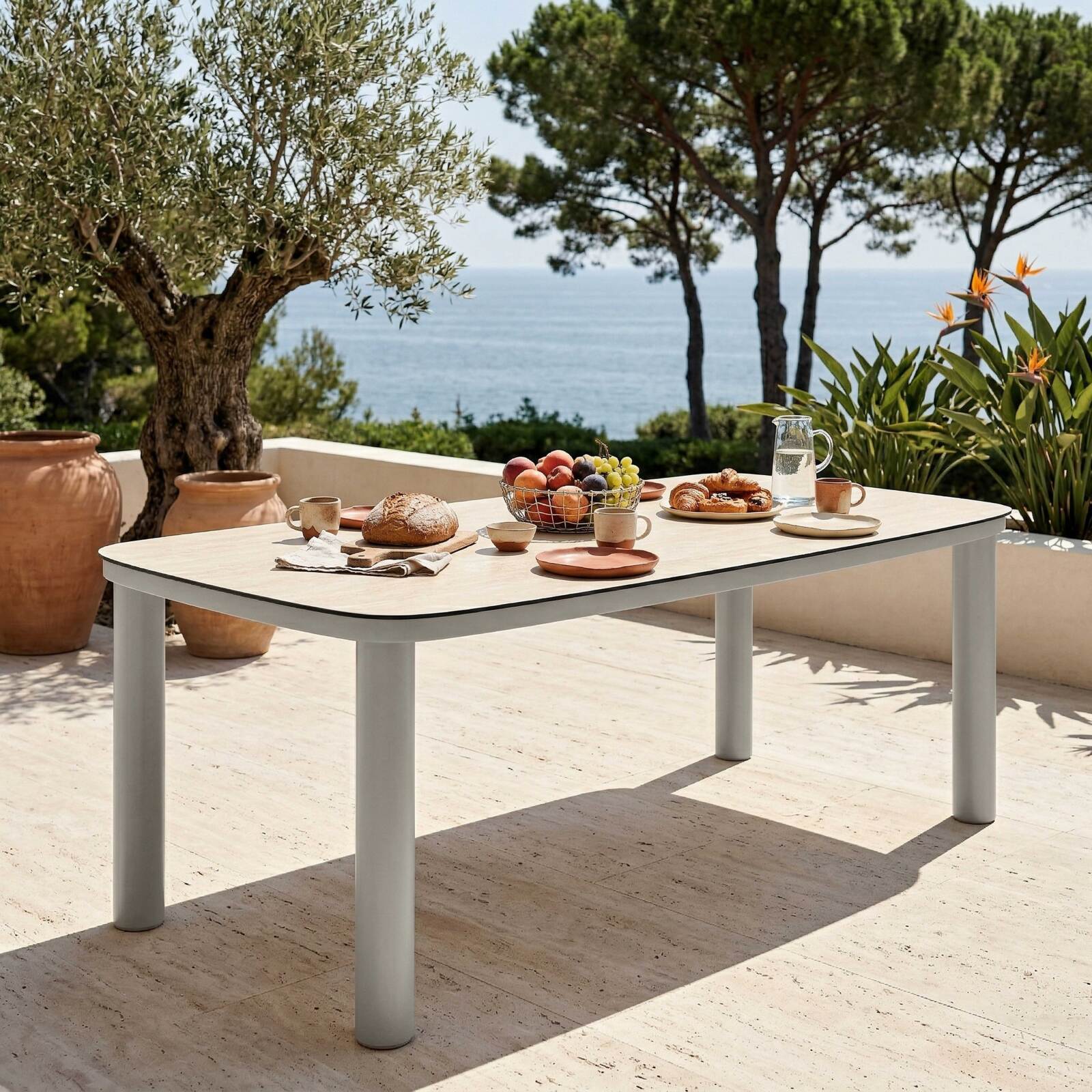Table de jardin structure en aluminium 8 personnes 213x90 cm