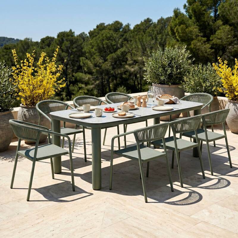Table de jardin structure en aluminium 8 personnes 213x90 cm (6/7)
