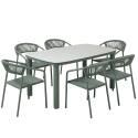 Table de jardin structure en aluminium 150x90 cm et 6 chaises en textilène