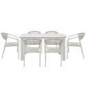 Table de jardin structure en aluminium 150x90 cm et 6 chaises en textilène