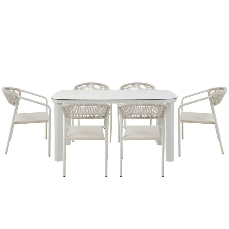 Table de jardin structure en aluminium 150x90 cm et 6 chaises en textilène (4/7)