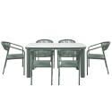 Table de jardin structure en aluminium 150x90 cm et 6 chaises en textilène