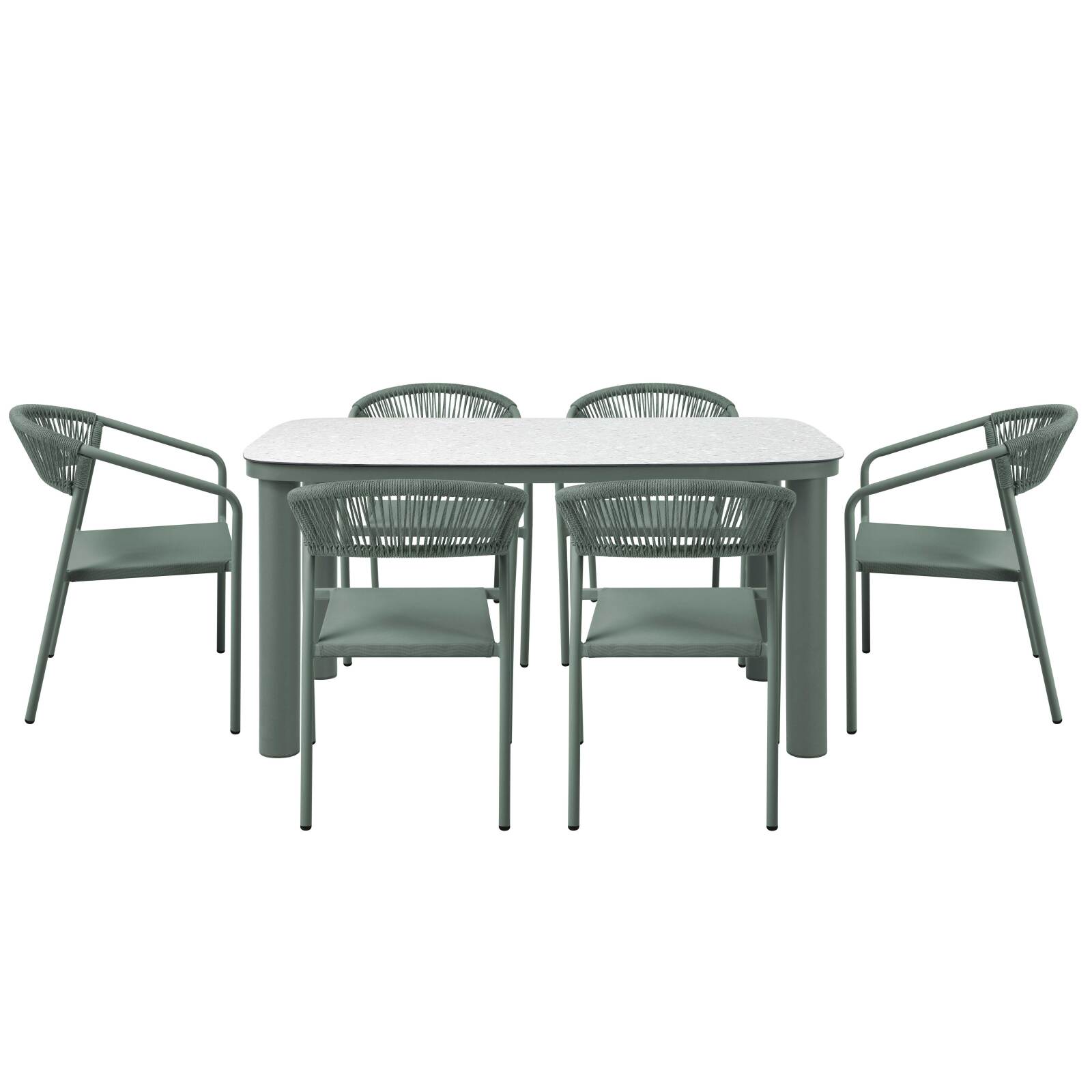 Table de jardin structure en aluminium 150x90 cm et 6 chaises en textilène