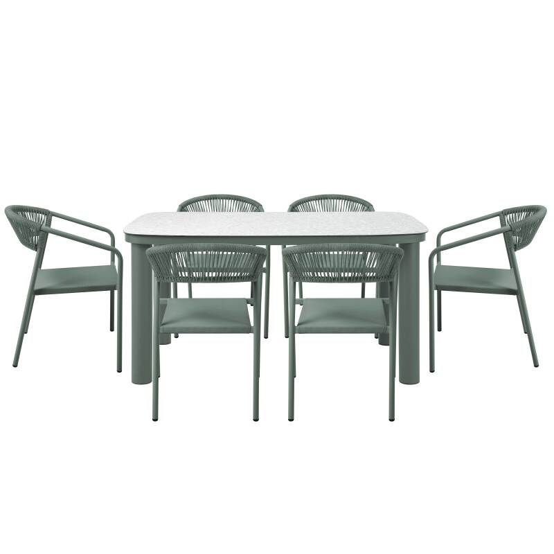 Table de jardin structure en aluminium 150x90 cm et 6 chaises en textilène (4/7)