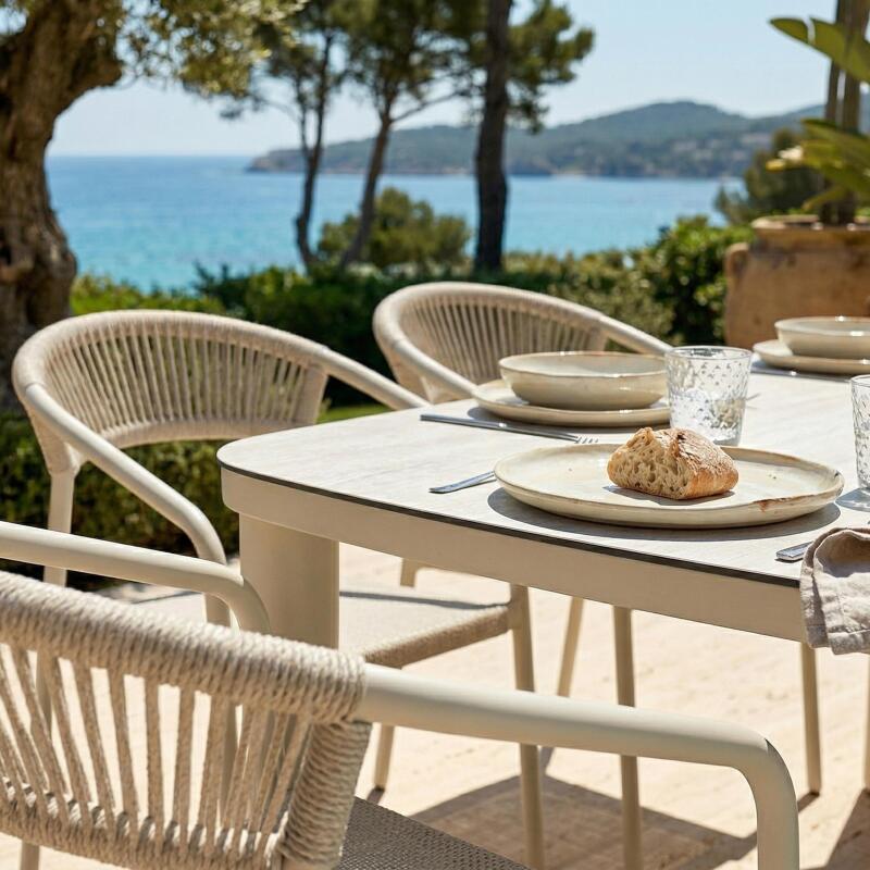 Table de jardin structure en aluminium 150x90 cm et 6 chaises en textilène (3/7)