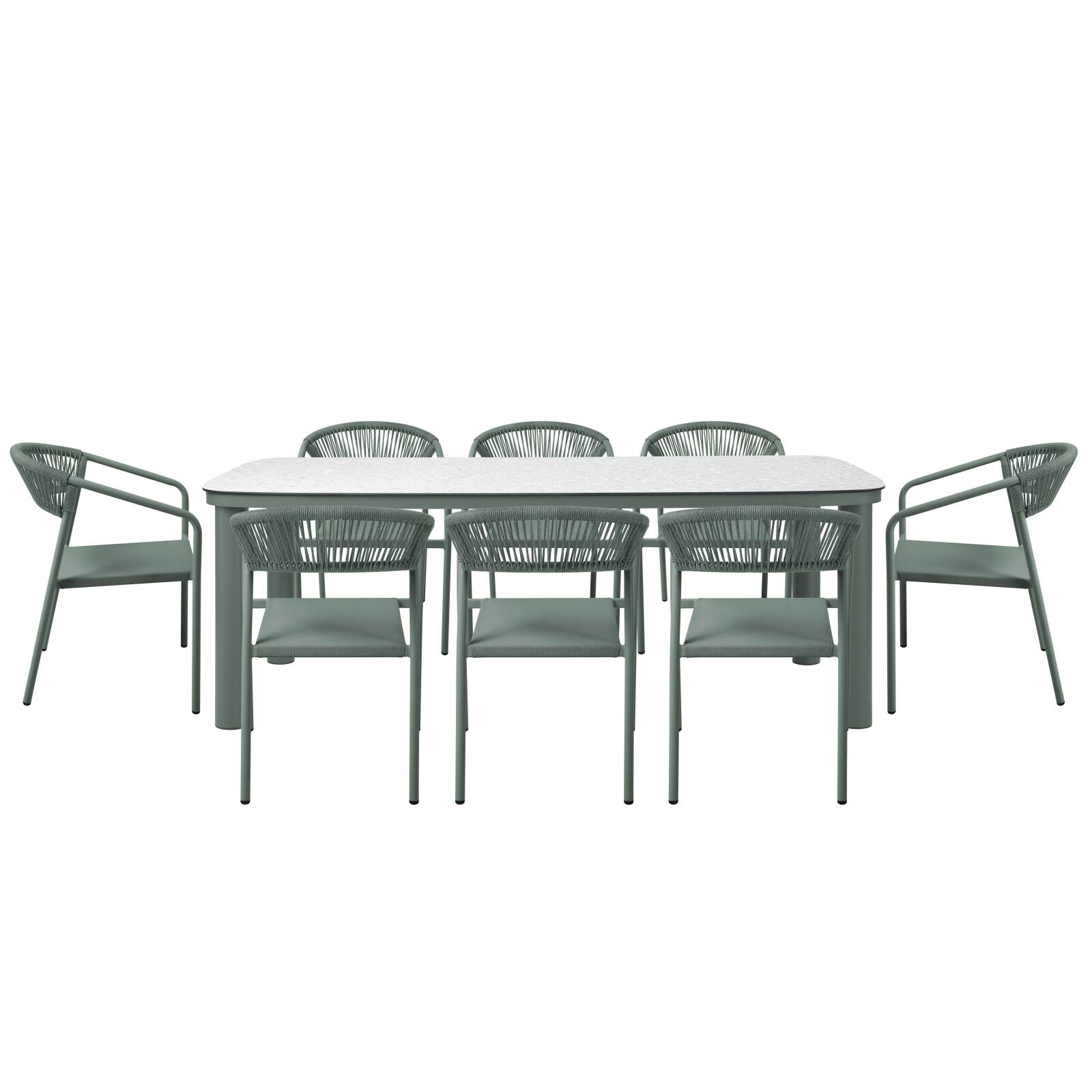 Table de jardin structure en aluminium 8 personnes 213x90 cm et 8 chaises en textilène