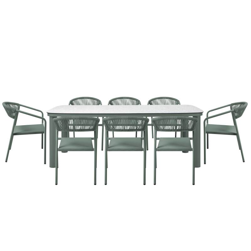 Table de jardin structure en aluminium 8 personnes 213x90 cm et 8 chaises en textilène (4/7)