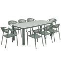 Table de jardin structure en aluminium 8 personnes 213x90 cm et 8 chaises en textilène