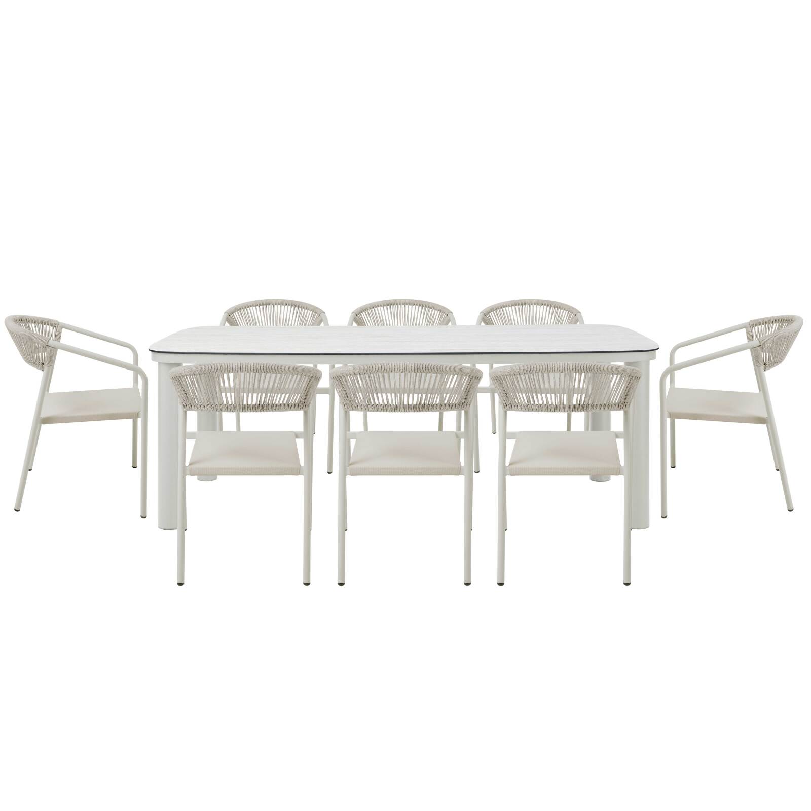 Table de jardin structure en aluminium 8 personnes 213x90 cm et 8 chaises en textilène