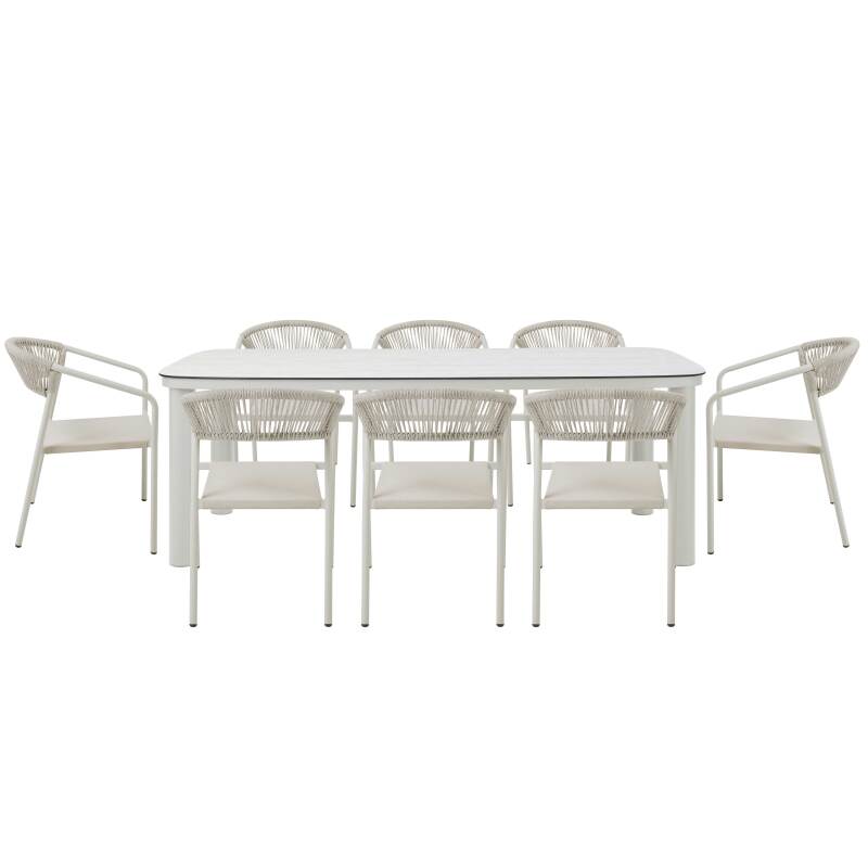 Table de jardin structure en aluminium 8 personnes 213x90 cm et 8 chaises en textilène (4/7)