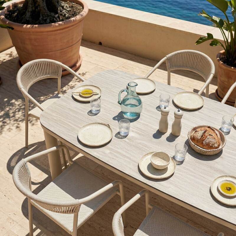 Table de jardin structure en aluminium 8 personnes 213x90 cm et 8 chaises en textilène (3/7)