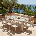 Table de jardin structure en aluminium 8 personnes 213x90 cm et 8 chaises en textilène